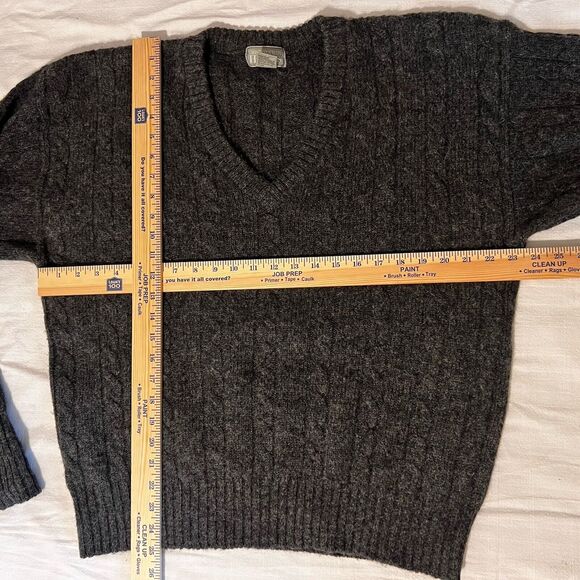 Vintage Christopher Hayes 90s Wool Charcoal Gray V Neck Sweater Preppy L - Picture 6 of 7